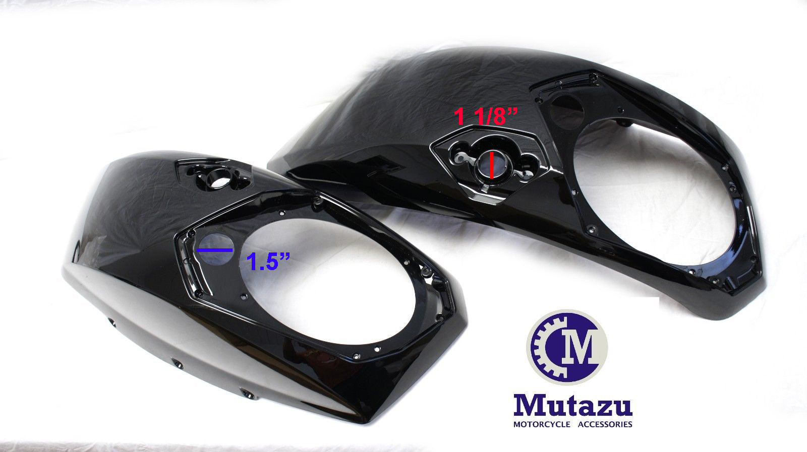 Mutazu Black 6x9 Saddlebag Audio Speaker Lids with Grills for