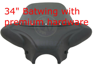 Universal Matte Black Batwing Fairing & Tinted Windshield with Premium Hardware