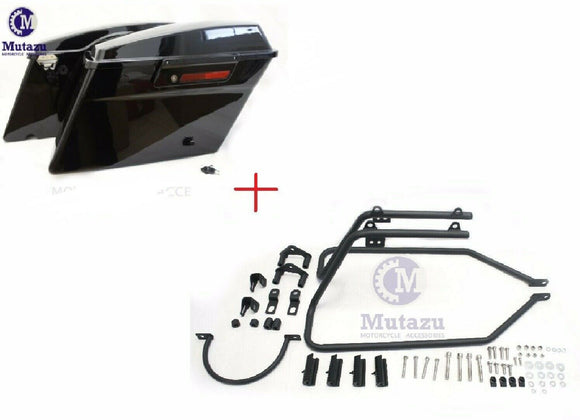 04 -14 Sportster Saddlebag Conversion Brackets + Mutazu Hard Touring Saddlebags