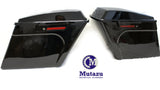 Black out 4" Stretched Extended bags for Harley Touring Hard Saddlebags w/ 6x9 Speaker lids