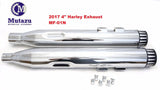 MUTAZU Chrome 4" Roaring Series MF-01N-CB Slip-On Mufflers Exhaust 2017-UP Harley Touring