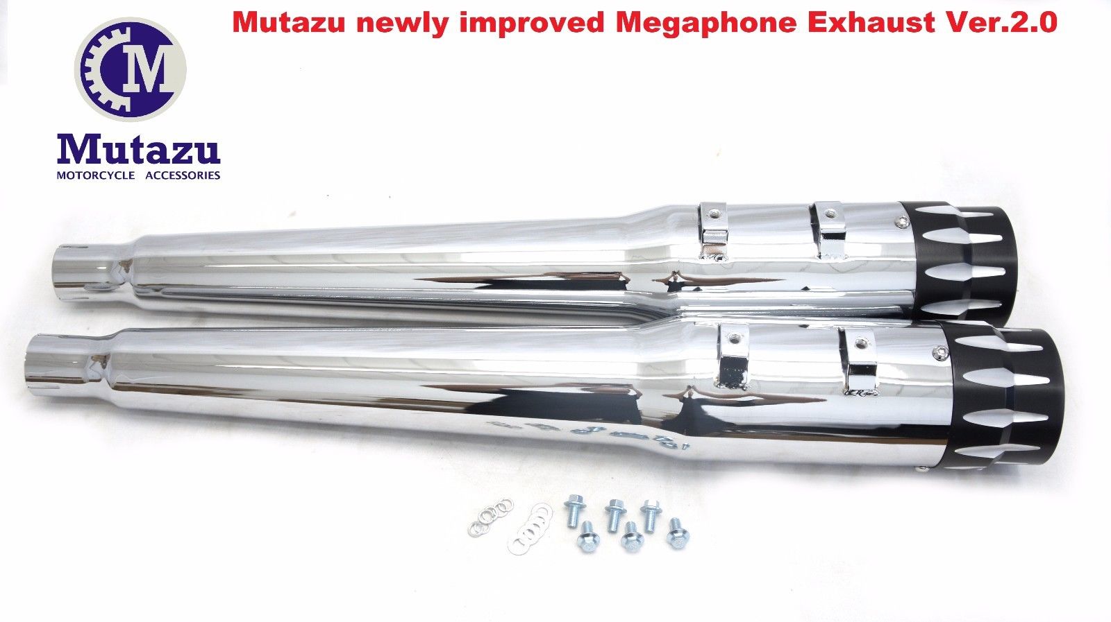 OUMURS DNA 4" Megaphone Slip-On Mufflers – Harley Touring Dresser 1995-2016 – Chrome Pair