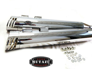 MUTAZU 4" Chrome Roaring Series Harley Tri Glide, Trike Street Glide Freewheeler