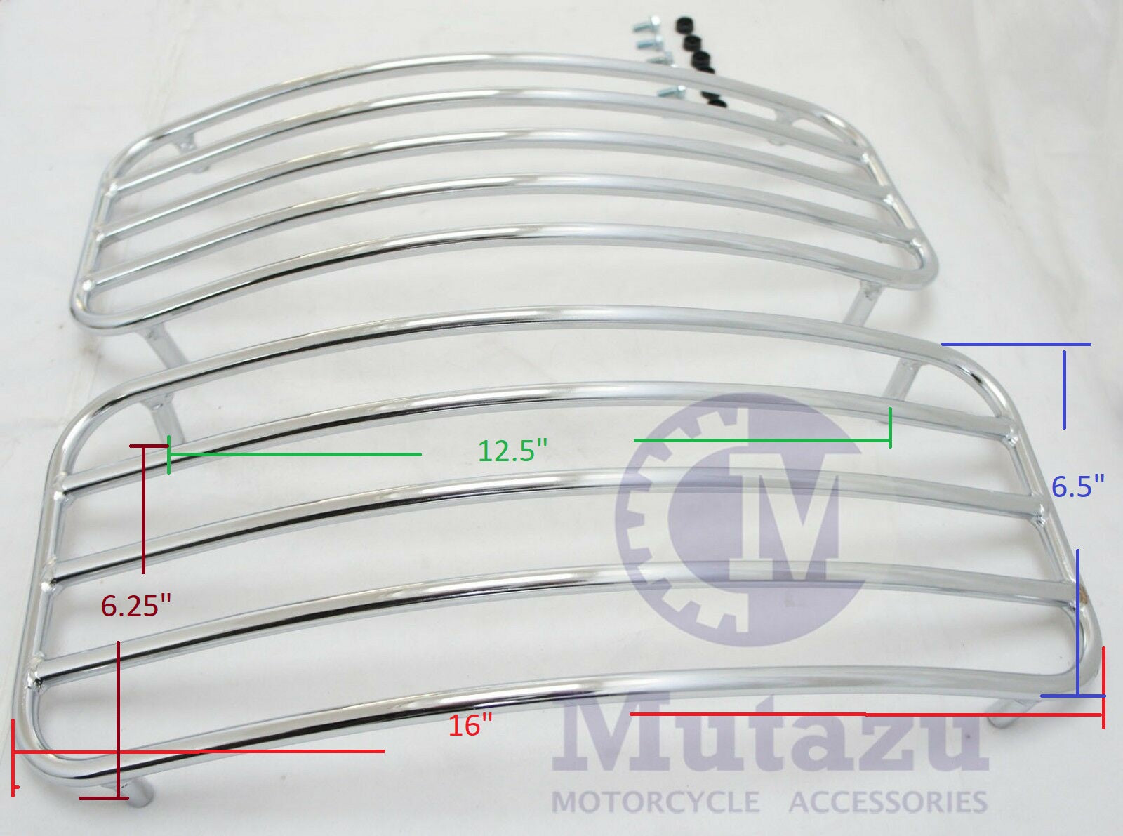 Universal MU Hard Saddlebags - Chrome Metal Top Rack Rails – Mutazu Inc.