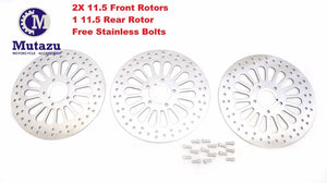 11.5" Super Spoke 2 Front Brake Rotors & 1 Rear Rotor Disc set 1984-2013 Harley