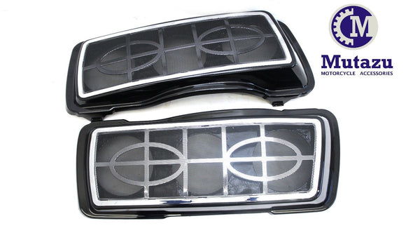 Mutazu Dual Double 6x9 Speaker Lids w/ metal Grills for Harley Touring 1994-2013