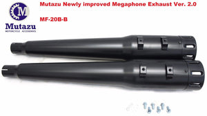 MUTAZU 4" All Black MF-20B-BB-#1 Megaphone Slip-On Mufflers Exhaust for 95-16 Harley