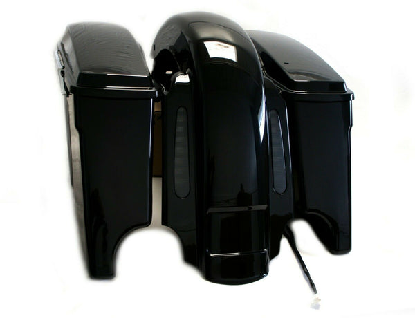 4" Stretched Extended LED Rear Fender For 1993-2008 Harley Touring & CVO Models - No Block, Black Plastic 2 thumbnail image