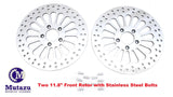 2Pcs Mutazu 11.8" Super Spoke Dual Front Brake Rotor Disc Harley Touring 2008-13