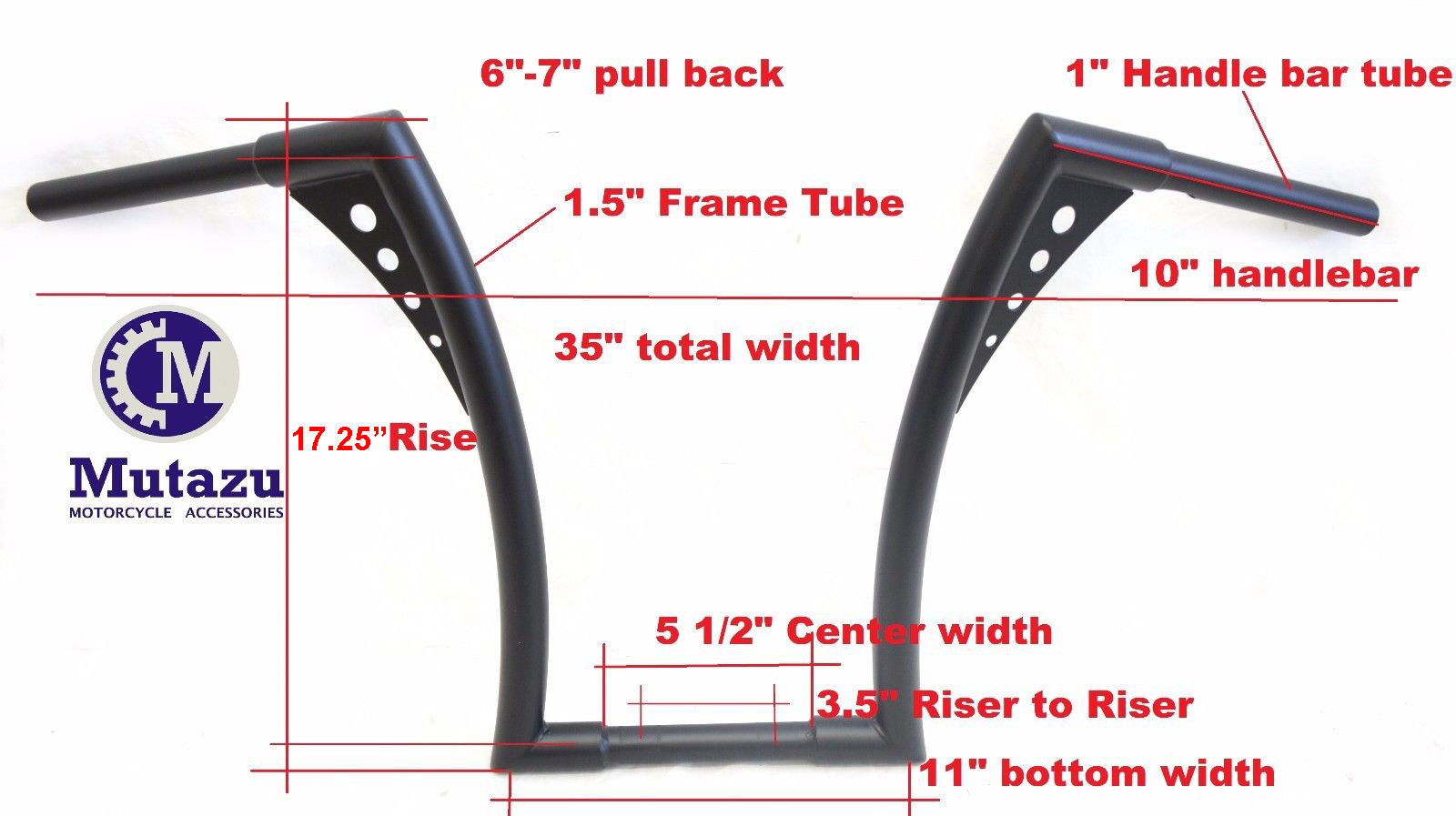 Mutazu Black APE HANGER BARS CHUBBY 1.25