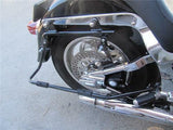 Vivid Black Complete Stock Saddlebags + Chrome Conversion Kit for Harley Softail