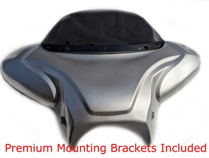 Mutazu 38" Silver Universal Motorcycle Cruiser Batwing Fairing with Premium Hardware