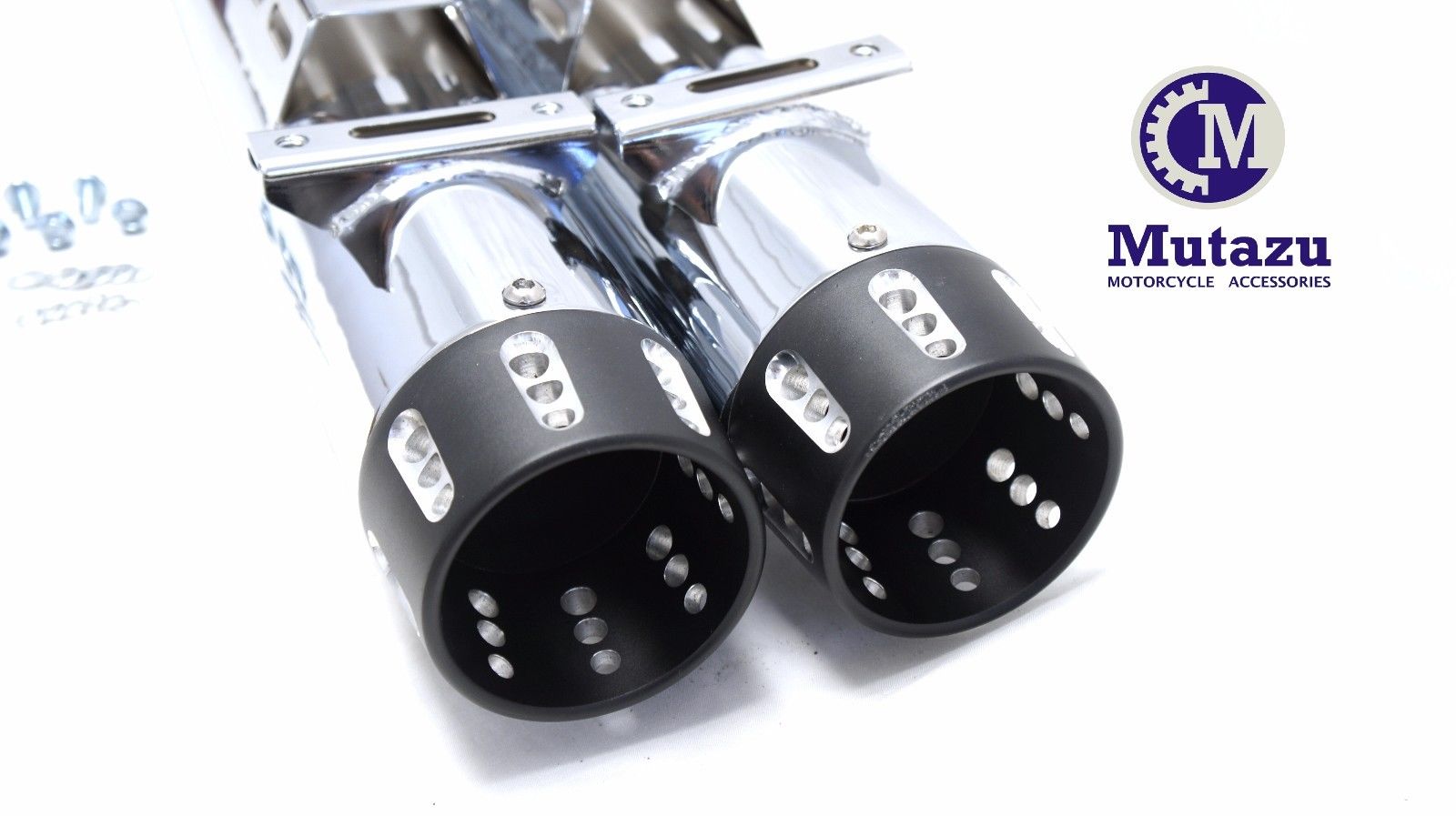 MUTAZU Chrome 4 Thunder VM-02-CB Slip On Mufflers Exhaust Victory