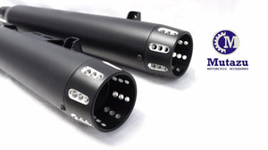 MUTAZU Black 4" Thunder VM-02-BB Slip On Mufflers Exhaust Victory Cross Country Road