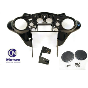 Mutazu Double DIN Inner Fairing w two 6.5" Speaker holes for Harley Electra Street Glide Trike 1998-2013